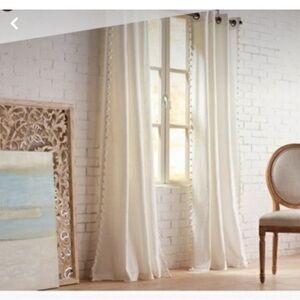 NWT Pier 1  Imports MILLA POM POM IVORY 96" x2